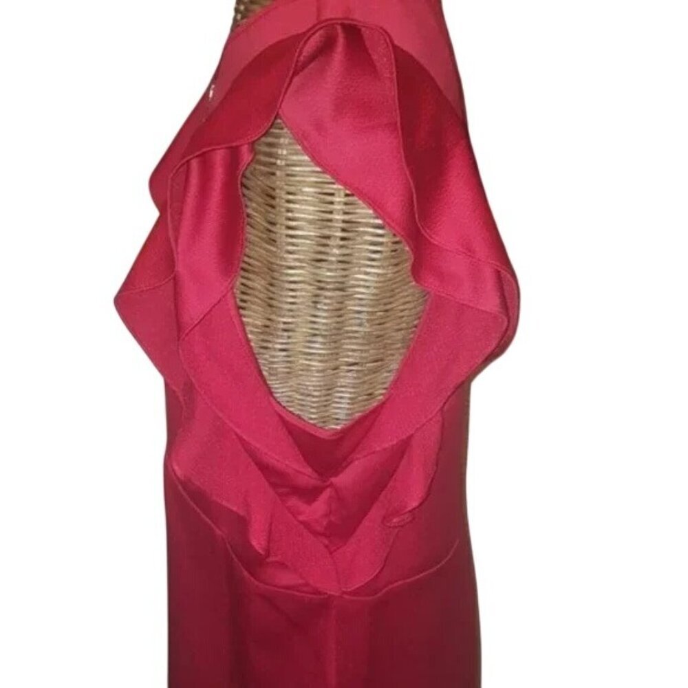 Michael Kors Red Satin Ruffle Blouse - Picture 3 of 5